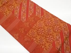 変わり横段に花葉模様織出し名古屋帯